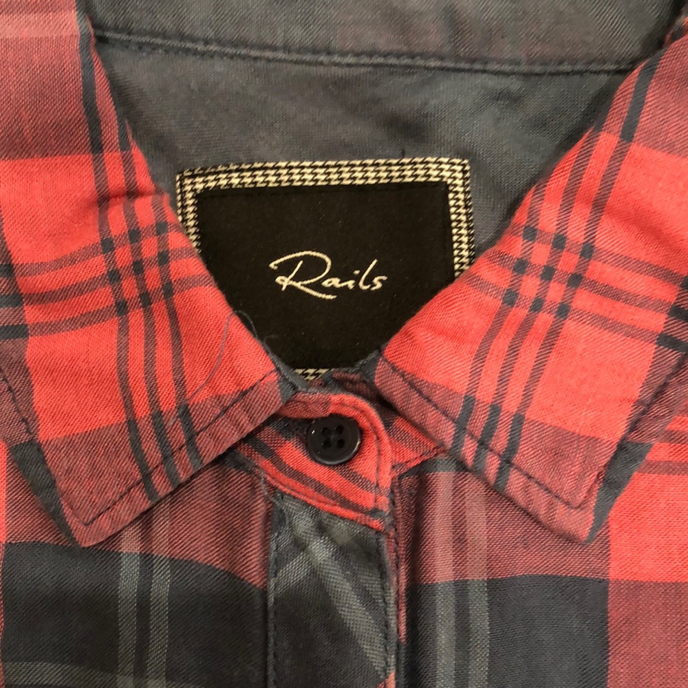 Rails Red/Gray Plaid Button Down - image 4